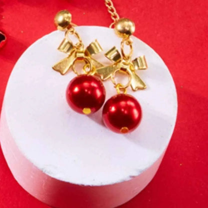 Christmas 18K Gold-Plated Ball Drop Earrings