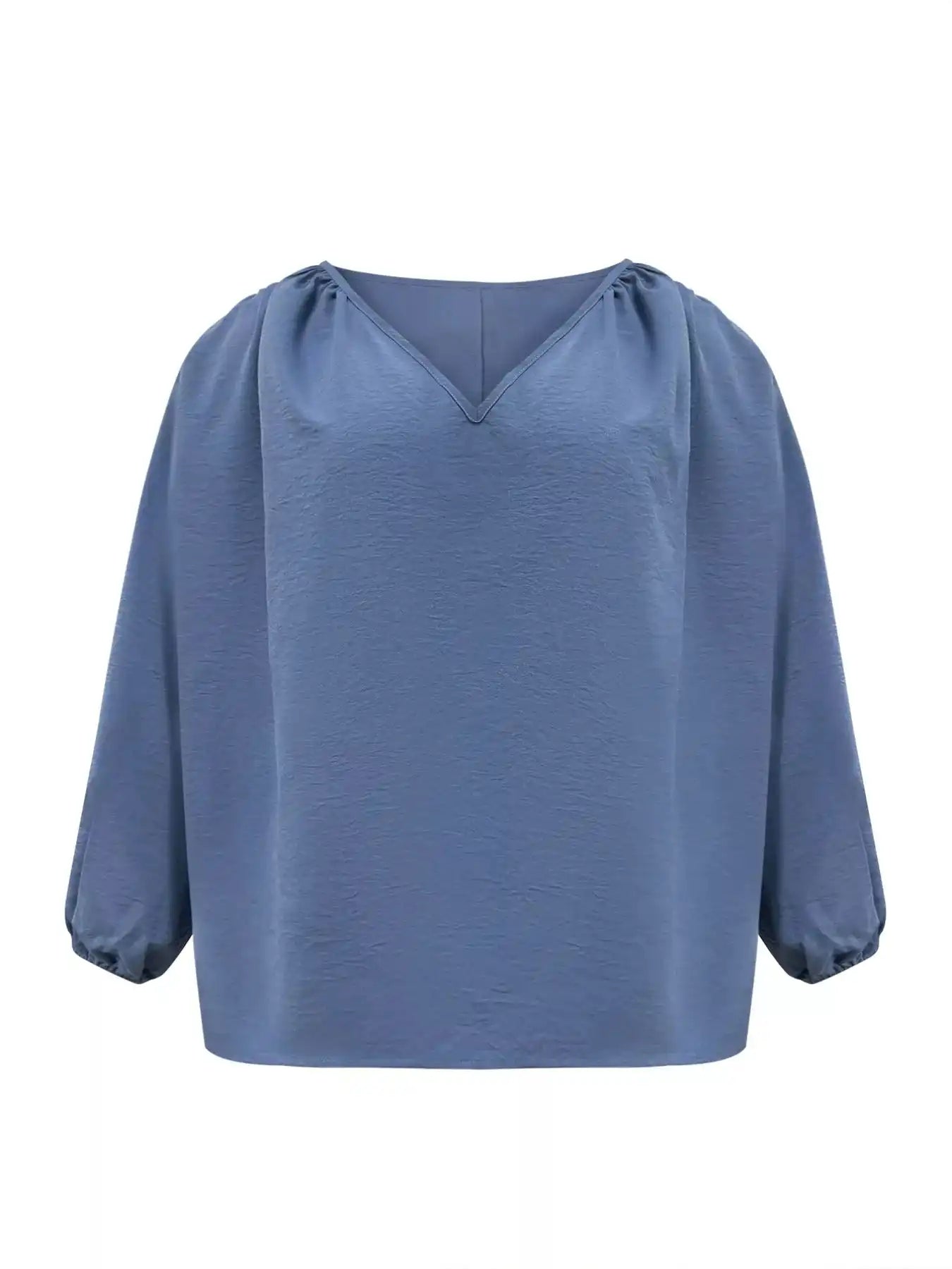Plus Size V-Neck Long Sleeve Blouse