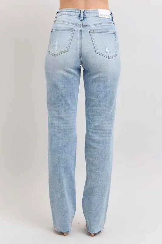 Judy Blue Full Size Mid Rise Light Wash Dad Jeans Plus Size