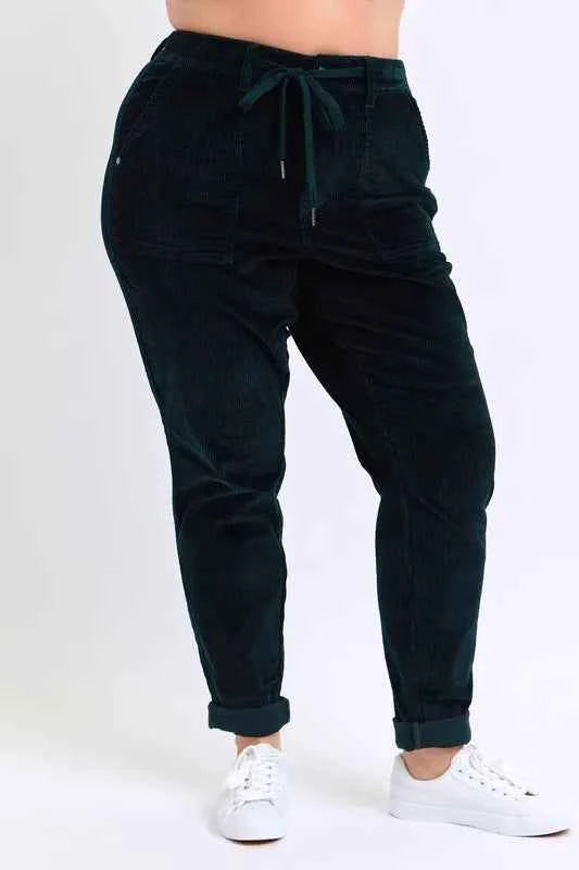 Judy Blue Full Size High Waist Corduroy Cuffed Jogger Plus Size