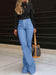 Button Fly High Waist Flare Jeans