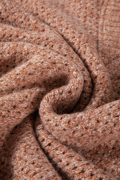 Solid Eyelet V-Neck Drop Shoulder Sweater