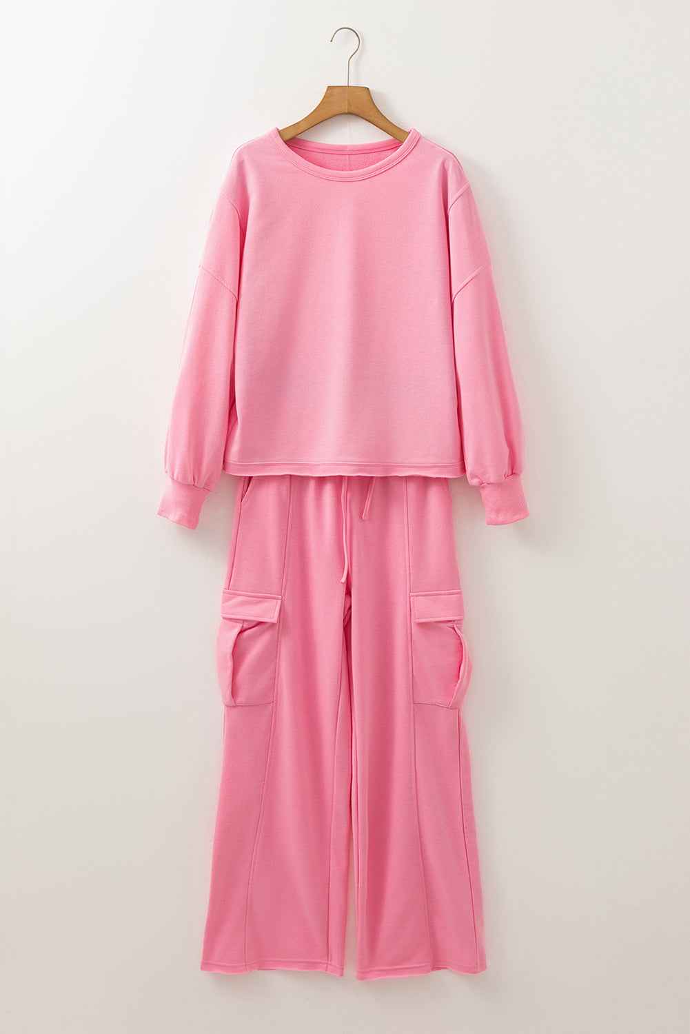 Solid Patchwork Top and Pants Set