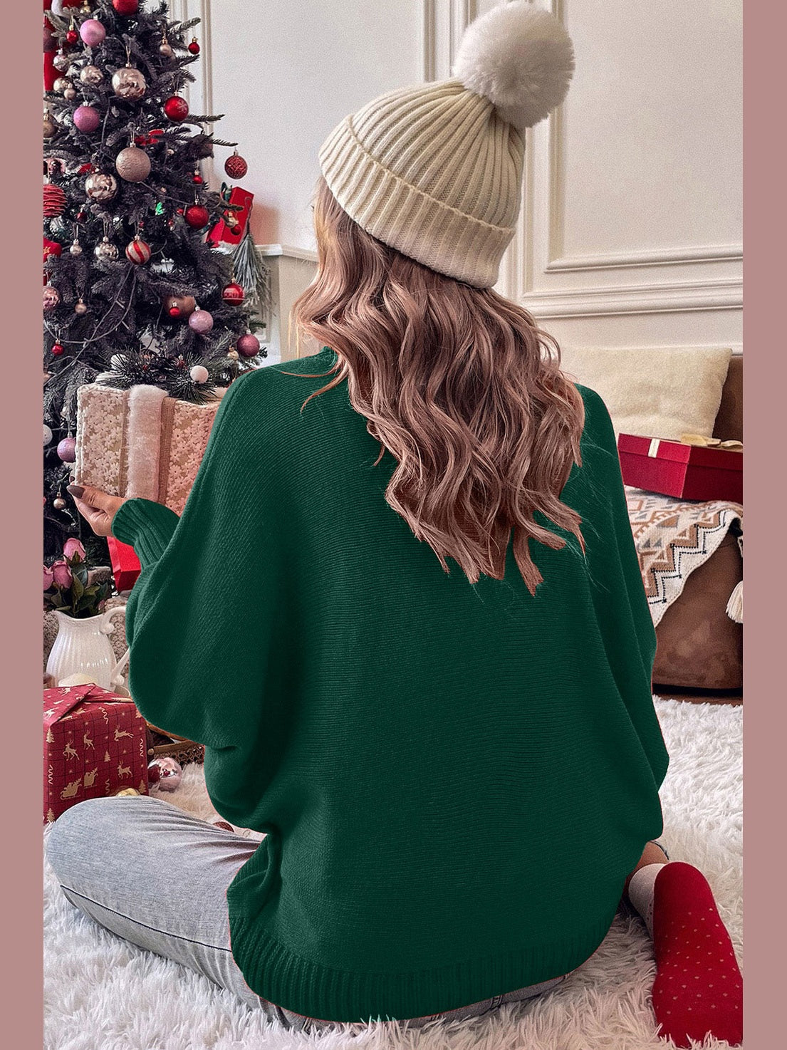 Double Take Full Size Merry Christmas Turtleneck Long Sleeve Sweater