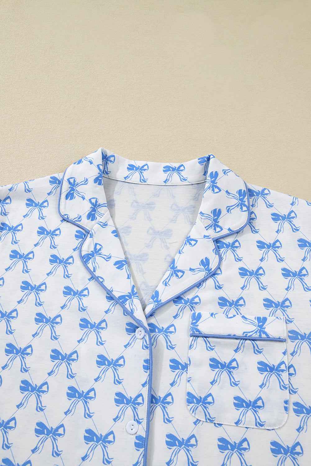 Bow Shirt and Pants Pajama Set