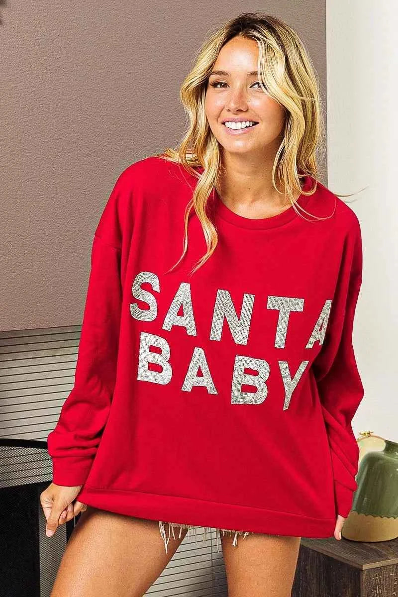BiBi Santa Baby Lettering Christmas Sweatshirt
