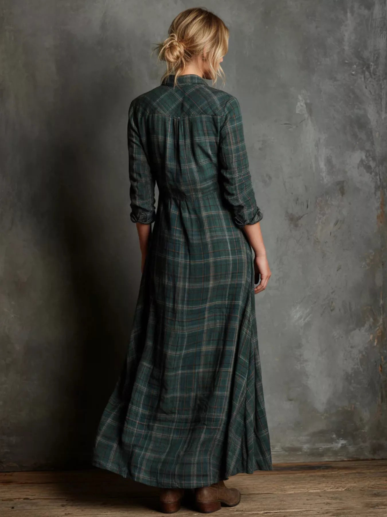 Plus Size Plaid Button-Down Maxi Dress