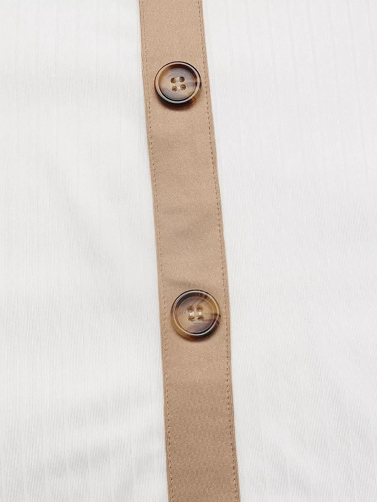Decorative Button Round Neck Short Sleeve Blouse
