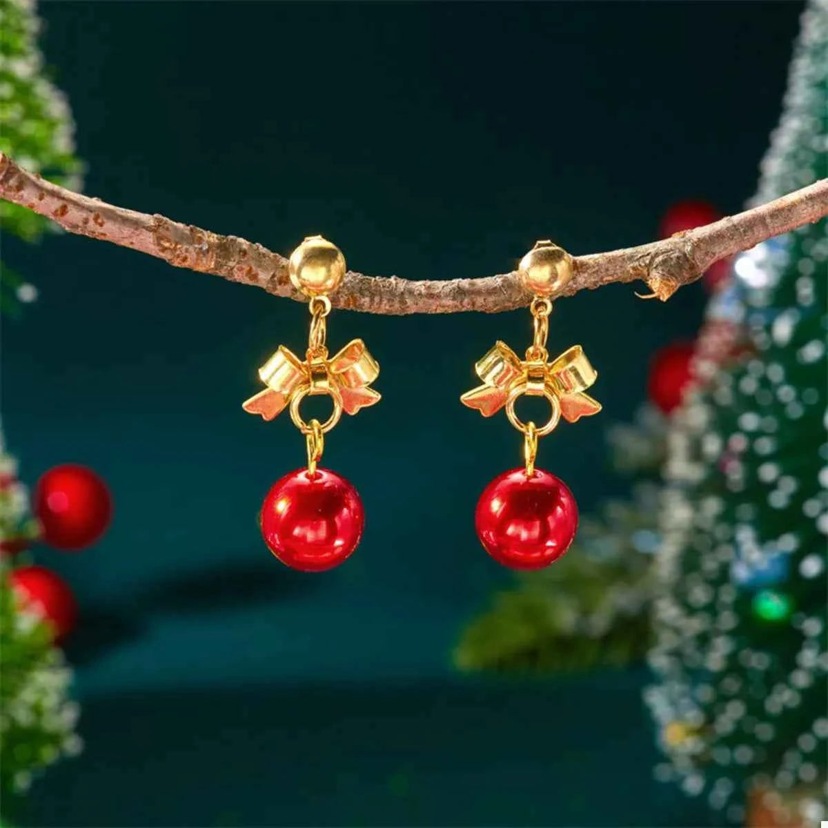 Christmas 18K Gold-Plated Ball Drop Earrings