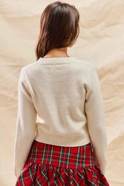 SO ME Christmas Candy Cone Cropped Sweater