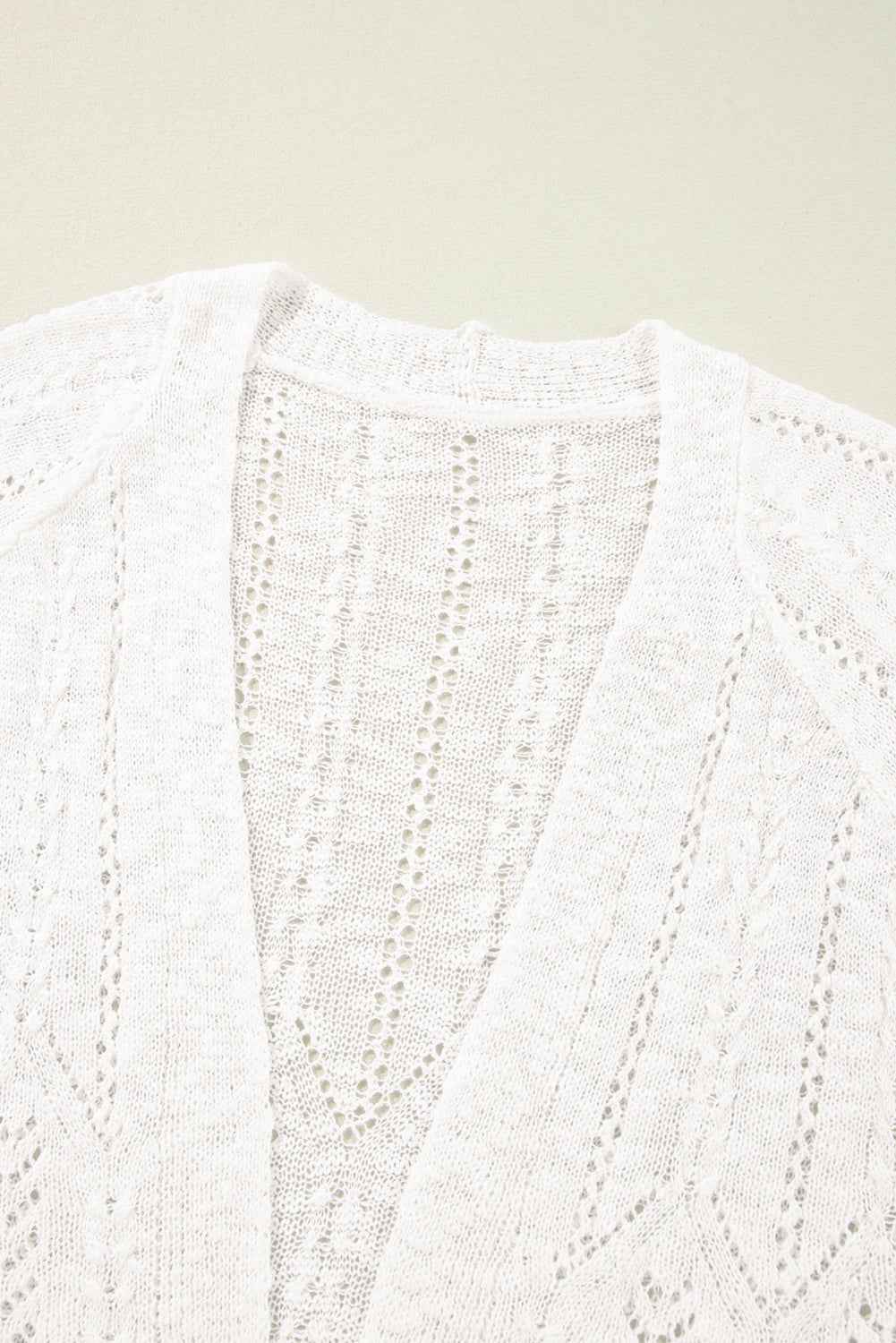 White Plus Size Eyelet Knit Open Front Cardigan