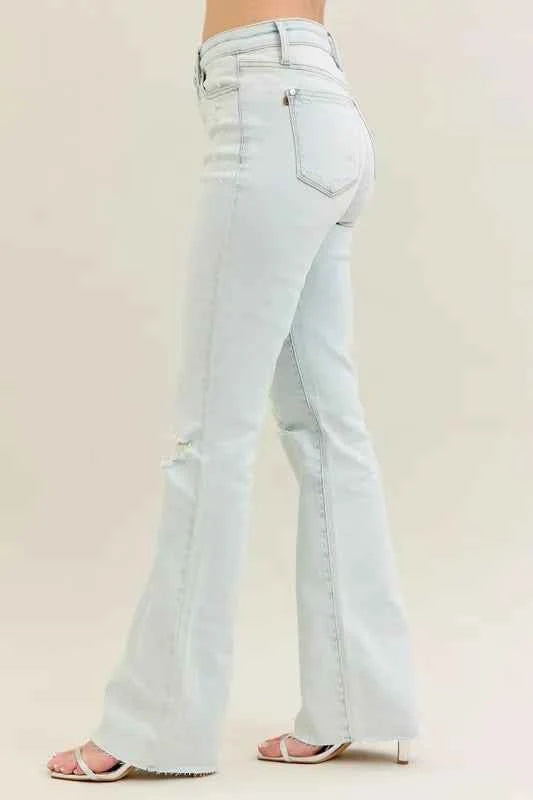 Judy Blue Full Size Destroy & Fray Hem Bootcut Jeans Plus Size
