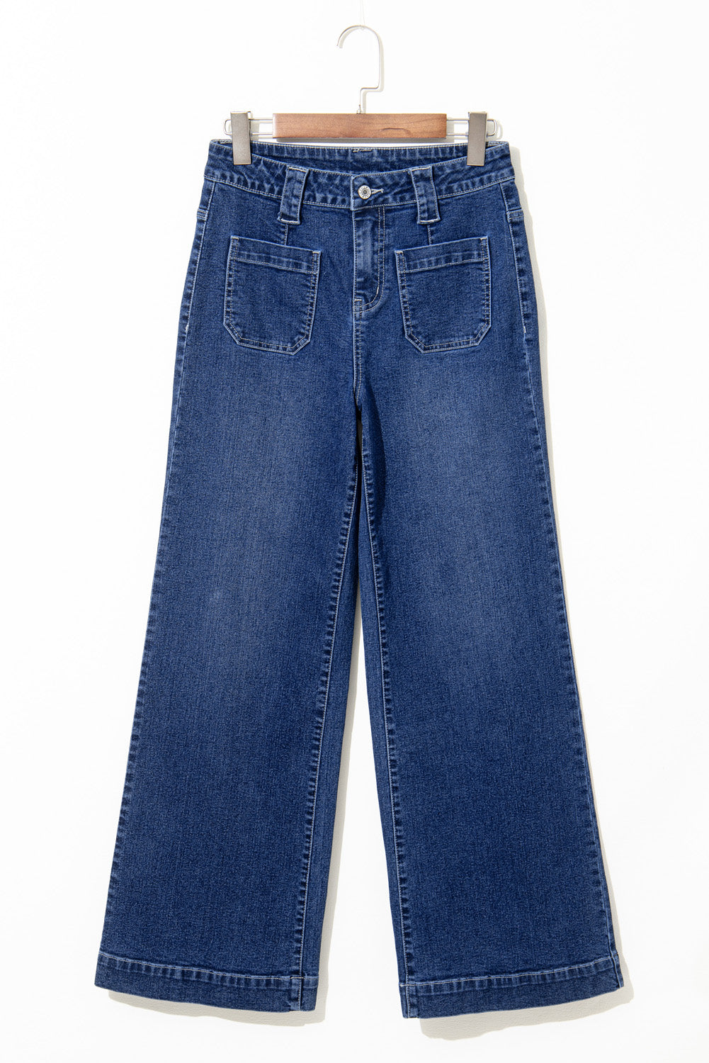 Sail Blue Wide Leg Pocketed High Waist Women's Jeans - The Eggy's store