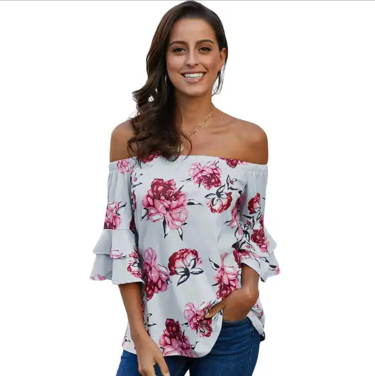 Women's Off-Shoulder Printed Women's Blouse