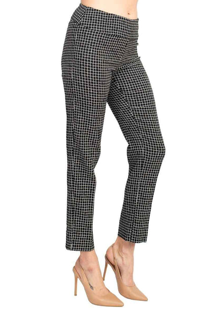Zac & Rachel Black White Irregular Mini Square Print Fitted Pants