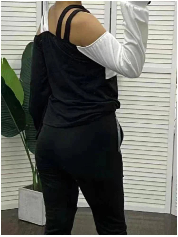 Color-Block Long-Sleeved Women's Casual Women's Blouse