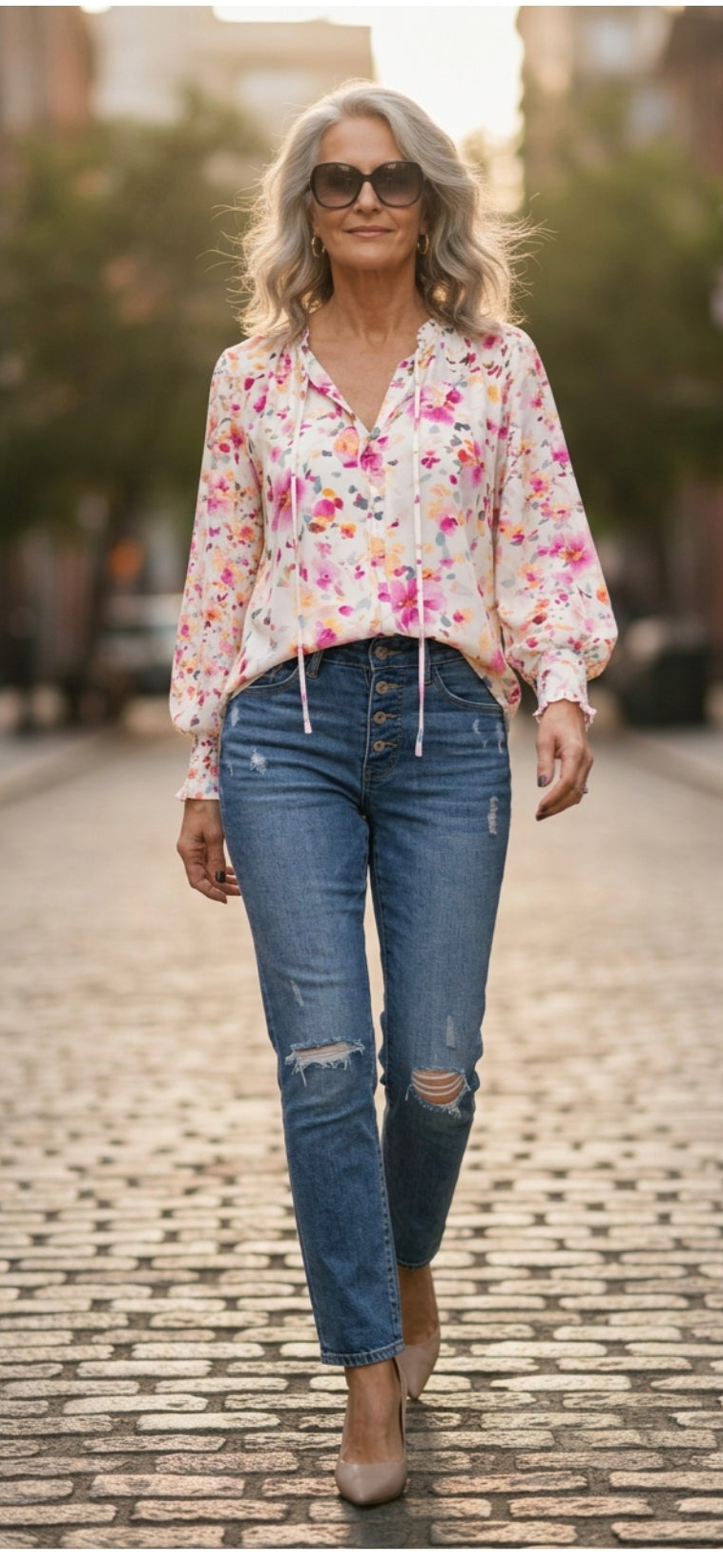 Clover Cakewalk Floral Smocked Blouse