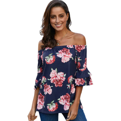 Women's Off-Shoulder Printed Women's Blouse